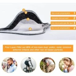 Masque Anti-poussière Lavable Réutilisable Avec 6Filtres Pour La Course à Pied, Le Cyclisme, Les Activités De Plein Air,Adélala -Protection des voies respiratoires Soldes 66378920 4