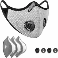 Masque Anti-poussière Anti-pollution Pour Sport Avec 3 Filtres à Charbon Actif Et 2 Valves Anti-poussière - Pour Moto, Cyclisme, Course à Pied, évacuation Des Fumées (gris) Adélala