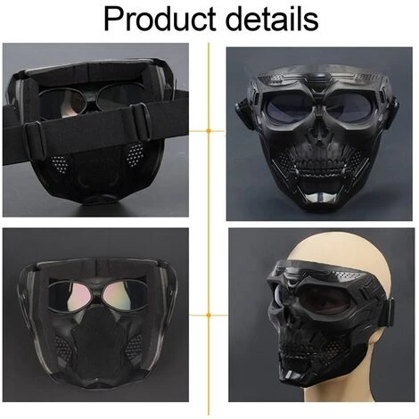 FUIENKO Masque Facial Pour L'équitation En Plein Air, Casque Coupe-vent, Masque Tête De Mort, Lentille Renforcée, Lunettes De Moto, Masque De Sport,CHINA,army Green Lens 4 FUIENKO Masque Facial Pour L'équitation En Plein Air, Casque Coupe-vent, Masque Tête De Mort, Lentille Renforcée, Lunettes De Moto, Masque De Sport,CHINA,army Green Lens – Image 2