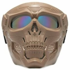 FUIENKO Masque Facial Pour L'équitation En Plein Air, Casque Coupe-vent, Masque Tête De Mort, Lentille Renforcée, Lunettes De Moto, Masque De Sport,CHINA,gray Lenses