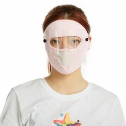 FUIENKO Masque De Protection Solaire En Soie Glacée Pour Femme, Protection Des Yeux, Respirant, Anti-ultraviolet, Suspendu, Type D'oreille, été,pink -Protection des voies respiratoires Soldes 66415229 3