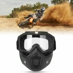 FUIENKO Mortorcycle – Masque Facial, Lunettes Haute Définition, Avec Filtre Buccal, Pour Casque Ouvert, Protection Des Yeux, Motocross,Sliver -Protection des voies respiratoires Soldes 66415348 5