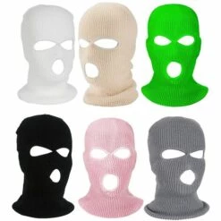 FUIENKO Masque De Cagoule Néon Tricoté à 3 Trous Pour Couvrir Tout Le Visage, Chapeau De Guerrier Phénix, Couvre-visage Tricoté Chaud D'hiver,CHINA,pink -Protection des voies respiratoires Soldes 66415364 5