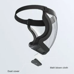 FUIENKO Masque Facial Transparent Réutilisable Anti-buée, Masque Entièrement Fermé, Masque Transparent Et Durable Pour Moto Avec éponge Filtrante,Black -Protection des voies respiratoires Soldes 66415482 5