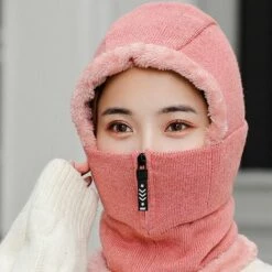 FUIENKO Chapeau D'hiver Tricoté Pour Femmes, Doublure En Fourrure, Chapeau Chaud Avec Fermeture éclair, Pour Le Ski, L'équitation,CHINA,Rouge -Protection des voies respiratoires Soldes 66415487 4