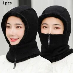 FUIENKO Chapeau D'hiver Tricoté Pour Femmes, Doublure En Fourrure, Chapeau Chaud Avec Fermeture éclair, Pour Le Ski, L'équitation,CHINA,Rouge -Protection des voies respiratoires Soldes 66415487 5