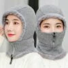 FUIENKO Chapeau D'hiver Tricoté Pour Femmes, Doublure En Fourrure, Chapeau Chaud Avec Fermeture éclair, Pour Le Ski, L'équitation,CHINA,GRAY -Protection des voies respiratoires Soldes 66415616 1
