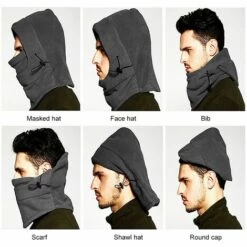 FUIENKO Casquette Chaude D'hiver Pour Hommes Et Femmes, Cagoule Thermique Imperméable, Chauffe-cou, écharpes De Randonnée,États-unis,GRAY -Protection des voies respiratoires Soldes 66415642 3