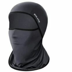 FUIENKO Masque Facial De Moto En Soie Glacée, Protection Faciale Anti-UV, Masque De Ski Complet, Masque De Gangster, Masque De Casque, Absorbant La Sueur Respirant,France,Dark Grey