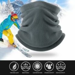 FUIENKO Demi-masque En Polaire Pour Moto, Temps Froid, Couverture Polaire, Coupe-vent, Chauffant, Anneau, écharpe Tubulaire, Vélo De Ski Pour Femmes Et Hommes,Light Gray -Protection des voies respiratoires Soldes 66416074 5