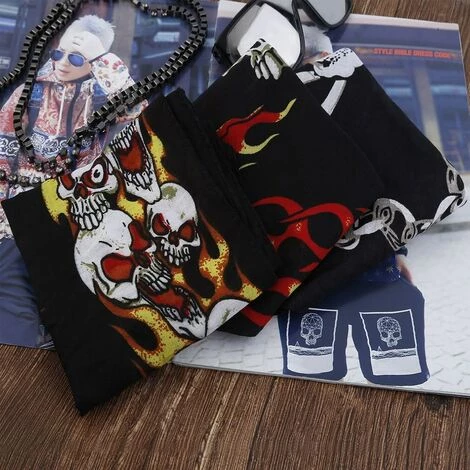 FUIENKO Bandeau Bandana Extensible Thème Flamme Crâne De Cowboy Squelette, Couvre-chef Cyclisme Style Hip Hop, Masque De Cou,CHINA,02 4 FUIENKO Bandeau Bandana Extensible Thème Flamme Crâne De Cowboy Squelette, Couvre-chef Cyclisme Style Hip Hop, Masque De Cou,CHINA,02 – Image 2