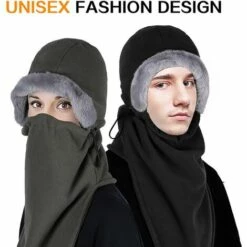FUIENKO Masque Facial Unisexe Pour Moto, Cache-nez D'hiver En Peluche, Masque De Vélo Respirant, écharpe Chaude, Couvre-chef,Black -Protection des voies respiratoires Soldes 66416221 3