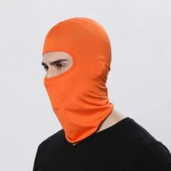 FUIENKO Cagoule De Moto, Masque Anti-poussière, Couvre-chef D'extérieur à Trou Unique, Coupe-vent, Masque Facial D'équitation En Plein Air,1 Pcs Orange