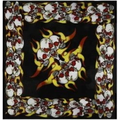 FUIENKO Bandeau Bandana Extensible Thème Flamme Crâne De Cowboy Squelette, Couvre-chef Cyclisme Style Hip Hop, Masque De Cou,CHINA,02
