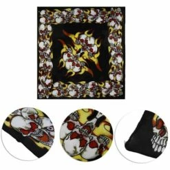 FUIENKO Bandeau Bandana Extensible Thème Flamme Crâne De Cowboy Squelette, Couvre-chef Cyclisme Style Hip Hop, Masque De Cou,CHINA,02 -Protection des voies respiratoires Soldes 66417043 5