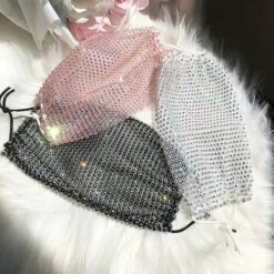 FUIENKO Masque à Strass Brillant, Décoration Pour Le Visage, Bijoux élastique Scintillant à La Mode,Blue -Protection des voies respiratoires Soldes 66417349 2