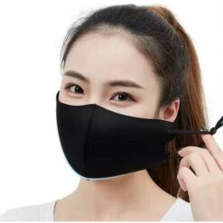 FUIENKO Masque Buccal En Soie Glacée Noir Et Blanc, 3 Pièces, écharpe De Tête De Moto, Chauffe-visage, Coupe-vent, Bouclier Facial Pour L'extérieur,Tricolor -Protection des voies respiratoires Soldes 66417359 2