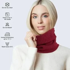 HELLO KITTY BAIN 1 Knitted Scarf For Men And Women Warm Winter Fleece Lined Tube Infinity Scarf Wine Red Length 60-80cm -Protection des voies respiratoires Soldes 66438621 3