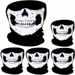 BENOBBY KIDS 5Pièces Masque De Crâne Masque De Visage De Crâne Vélo Moto Masque Squelette Demi-Visage Chapeau De Sport En Plein Air Halloween