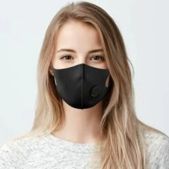 MODOU Masque Facial En Tissu Respirant, Avec Valve D'air Et Boucles D'oreilles, Réutilisable, Doux, Lavable, Durable Pour Un Usage Quotidien Public, Noir, Noir -Protection des voies respiratoires Soldes 66741733 5