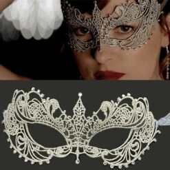 ILOVEMILAN Masque De Fête En Dentelle Halloween Demi-visage Et Masque De Fête Sexy (doré) -Protection des voies respiratoires Soldes 66820367 3