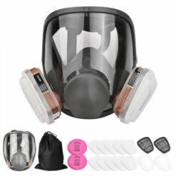 KAEJYIUT Respirateur Intégral Réutilisable Couverture Intégrale Respirateur à Vapeur Organique 18 En 1 Large Champ De Vision Pour La Protection Du Travail
