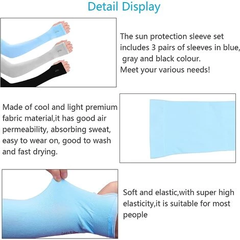 OCXIN 3 Paires Manchettes D'été Protection UV Manchettes Protection Solaire Manchettes Sport Cool Respirant Manchettes Unisexe Couvre-bras Pour Golf Sports Outdoor Cyclisme Cyclisme Jardinage 7 OCXIN 3 Paires Manchettes D'été Protection UV Manchettes Protection Solaire Manchettes Sport Cool Respirant Manchettes Unisexe Couvre-bras Pour Golf Sports Outdoor Cyclisme Cyclisme Jardinage – Image 5