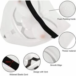 HEGUYEY Halloween Masque Anonymous, 2pcs Masque Deguisement Pour Adulte Enfant Fille Homme, V Pour Vendetta Mask, Anonymous Mask Pour Cosplay Halloween Carnaval , Accessoire Tiktok (Blanc, Beige) -Protection des voies respiratoires Soldes 67279268 2