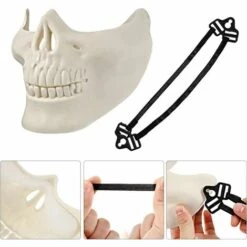 PERLE RARE Crâne Squelette Masque Full Face Protector Halloween Masque Pour Cosplay Mascarade Party (Blanc) -Protection des voies respiratoires Soldes 67356450 3