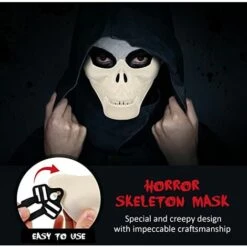 PERLE RARE Crâne Squelette Masque Full Face Protector Halloween Masque Pour Cosplay Mascarade Party (Blanc) -Protection des voies respiratoires Soldes 67356450 4