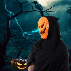 LIFCAUSAL Halloween Citrouille Masques Horreur Adulte Citrouille Masques Costume Cosplay Props Pour Halloween Décorations De Fête Zombie Fête Fournitures -Protection des voies respiratoires Soldes 67407868 5