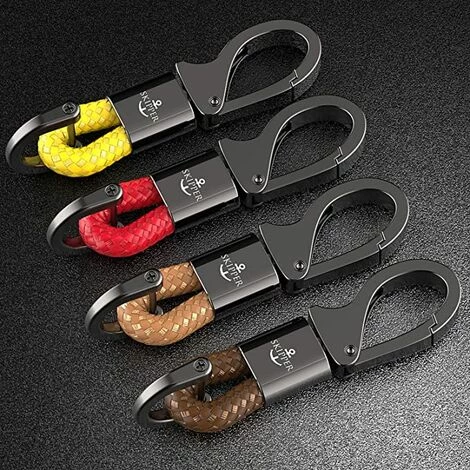 VOCTEIN Porte-clés Mousqueton En Similicuir Tressé En Plusieurs Couleurs Et Acier Inoxydable Noir 5 VOCTEIN Porte-clés Mousqueton En Similicuir Tressé En Plusieurs Couleurs Et Acier Inoxydable Noir – Image 3