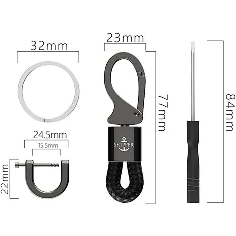 VOCTEIN Porte-clés Mousqueton En Similicuir Tressé En Plusieurs Couleurs Et Acier Inoxydable Noir 6 VOCTEIN Porte-clés Mousqueton En Similicuir Tressé En Plusieurs Couleurs Et Acier Inoxydable Noir – Image 4