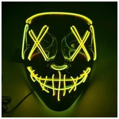 Cisea Générique Masque D'horreur LED, Halloween Masque, Purge Avec Des Effets De Lumière 3X, Contrôlables, Pour La DéCoration De Costumes De FêTe De Carnaval, Cosplay, DéCorations De FêTe(jaune)