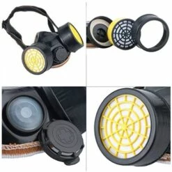GRID COOL Masque Respiratoire Réutilisable, Protection Masque à Double Filtration Contre Vapeur Toxique, Anti Poussière Anti Gaz Masque Chimique Pour Peinture Travaux Bricolage Ponçage (Noir) -Protection des voies respiratoires Soldes 67575688 3