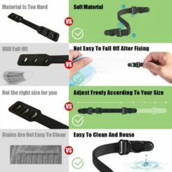QERSTA Attache Masque,Crochet Masque,Extenseur Masque,Attache Masque Chirurgical Pour Toutes Tailles, Réduit La Pression Et Améliore Le Confort 14 à 21cm 5Pcs Noir -Protection des voies respiratoires Soldes 67646154 3