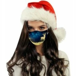 QERSTA Adultes Masque De ProtèGe-Dents De La Bouche Et Du Nez Masque De Jetable 3 Couches Bonne Annee 2021 Motif De No?l Face Scarf Avec Des Boucles D'oreille Respirabilité éCharpe De Imprimé 17.5*9.5cm 20Pcs -Protection des voies respiratoires Soldes 67646343 3