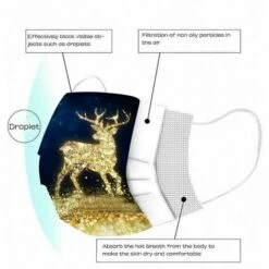 QERSTA Adultes Masque De ProtèGe-Dents De La Bouche Et Du Nez Masque De Jetable 3 Couches Bonne Annee 2021 Motif De No?l Face Scarf Avec Des Boucles D'oreille Respirabilité éCharpe De Imprimé 17.5*9.5cm 20Pcs -Protection des voies respiratoires Soldes 67646343 5