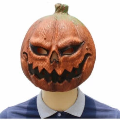 BDD Masque D'Halloween, Fantaisie De Luxe Halloween Costume Party Props Masque De Tête De Citrouille En Latex (Citrouille, Orange)