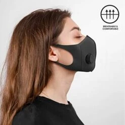 YOOUYIDA Masque Facial Réutilisable En Tissu, Avec Valve D'air Et Boucles D'oreille, Respirant, Doux, Lavable, Durable Pour Une Utilisation Quotidienne En Public 2 Pièce -Protection des voies respiratoires Soldes 67896269 3