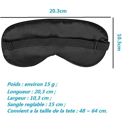 NAXUNNN Lot De 2 Masque De Nuit, Masque De Sommeil En Soie Ultra-Douce Masque Des Yeux Cache Yeux Pour Dormir Anti-lumière Avec Sangle élastique Réglable(Noir) 5 NAXUNNN Lot De 2 Masque De Nuit, Masque De Sommeil En Soie Ultra-Douce Masque Des Yeux Cache Yeux Pour Dormir Anti-lumière Avec Sangle élastique Réglable(Noir) – Image 3