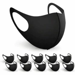 GRID COOL Masque Unisexe En Soie Glacée Lavable Et Réutilisable (10 Pièces) Noir，