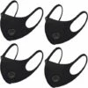 KAEJYIUT Masque Facial En Tissu Respirant, Avec Valve D'air Et Boucles D'oreilles, Réutilisable, Doux, Lavable, Durable Pour Un Usage Quotidien Public, Noir（4pcs)