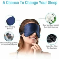 KAEJYIUT Masque De Sommeil, Masque De Nuit, Occultant Ultra-Douce Masque De Voyage Masque De Yeux Ergonomique Pour Dormir Avec Bouchons D'oreille Et Sangle Foncé（bleu） -Protection des voies respiratoires Soldes 68156271 4