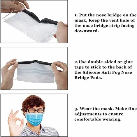 Trou Carré Vert + Noir + Blanc 2 Pièces Masque Pince Pont De Nez Lunettes Dispositif Anti-buée HANBING 7 Trou Carré Vert + Noir + Blanc 2 Pièces Masque Pince Pont De Nez Lunettes Dispositif Anti-buée HANBING – Image 5