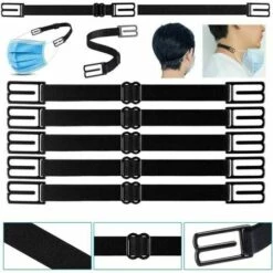 Clips De Masque 5 Noirs, élastiques De Sangle De Réglage Du Masque, Crochets De Masque Pour Réduire La Pression Et Améliorer Le Confort Derrière L'oreille HANBING