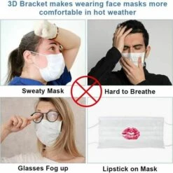 YIDOMDE Support Intérieur De Porte-masque Jetable, Rouge à Lèvres Confortable, Respirant Et Antiadhésif, 10 Masques 3D Blancs -Protection des voies respiratoires Soldes 68607270 3