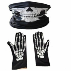 YIDOMDE Gants Squelette Blanc Et Masque De Crâne Os Fantômes Pour Soirée Costumée Halloween D’Adulte (1) -Protection des voies respiratoires Soldes 68607398 5