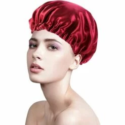 YIDOMDE Bonnet De Couchage En Satin, Bonnet En Soie Pour Cheveux Nuit, Bonnet De Sommeil Avec Large Bande élastique, Respirant Bonnet De Nuit Pour Femmes Et Filles， Noir + Vin Rouge 2 Pièces -Protection des voies respiratoires Soldes 68685031 4
